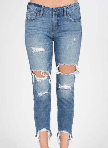 JBD Mid-rise Distressed Boyfriend Skinny with Destroyed Hem size 25 - Picture 2 of 11